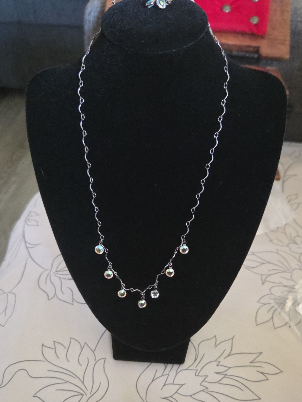 Lia Sophia Crystal Drop Necklace And Matching Earrings